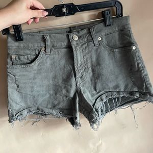 Green denim shorts